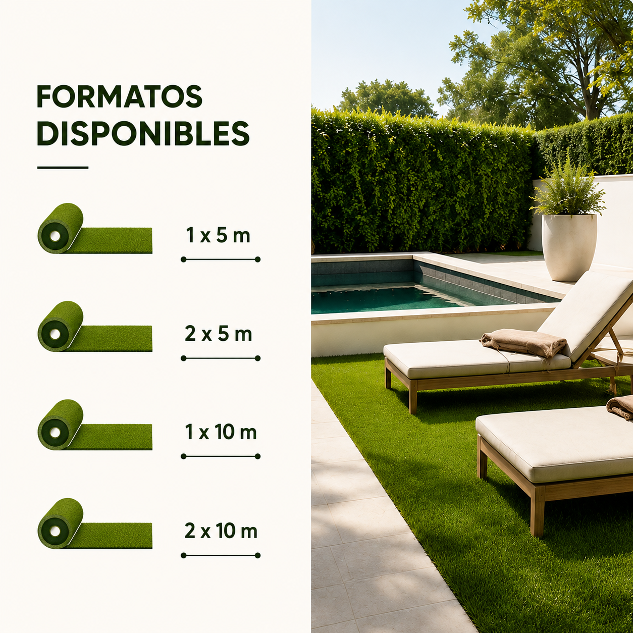 Lorvik Premium Rollo Césped Artificial 30 mm — 2×10 m (20 m²) para Jardín y Zona de Descanso