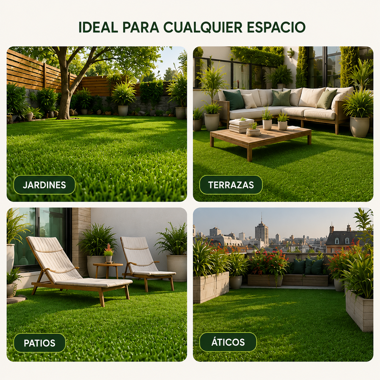 Relva Artificial Lorvik Premium Alta Densidade 40 mm — 2×10 m (20 m²) Exterior Natural