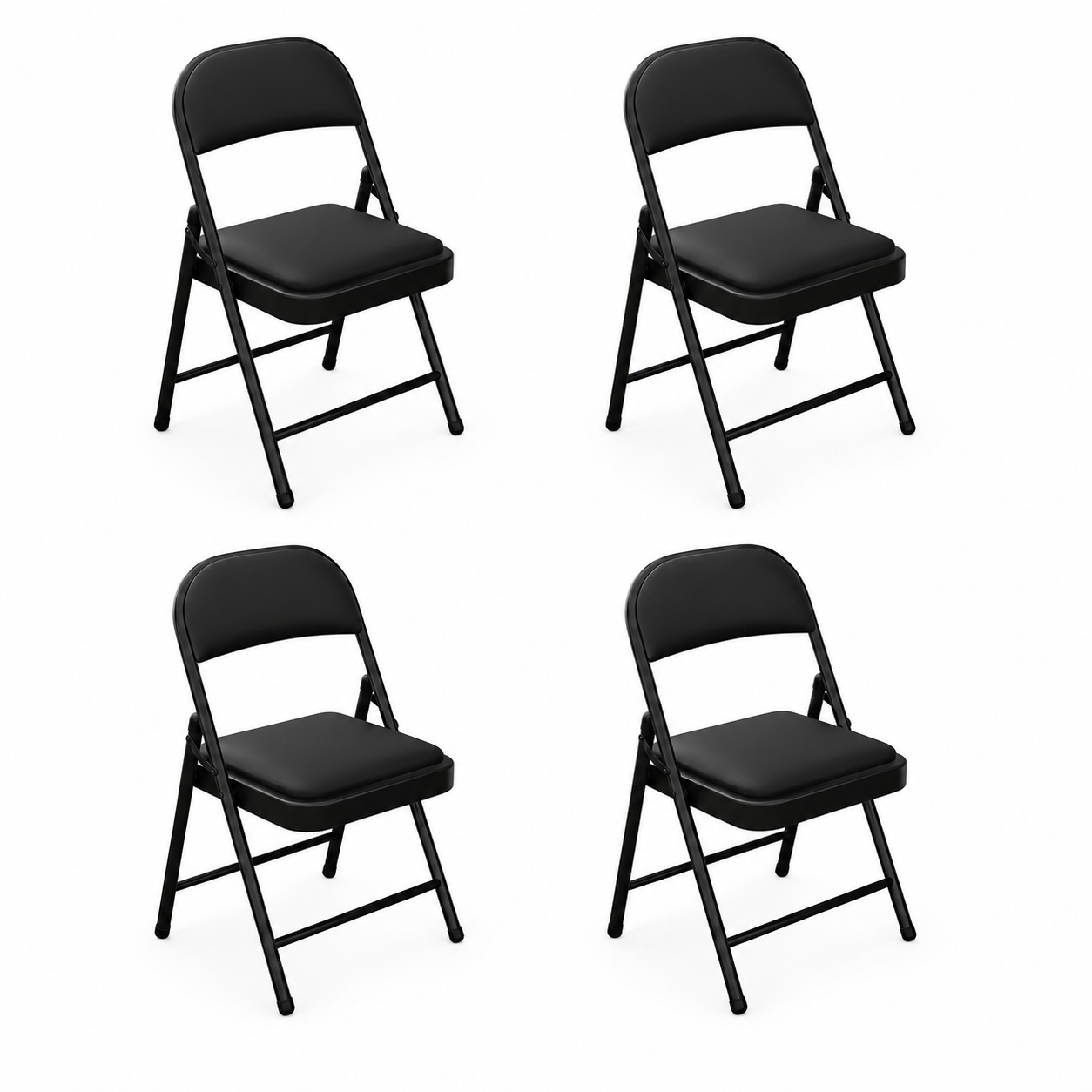 Chaise pliante rembourrée en acier noir
