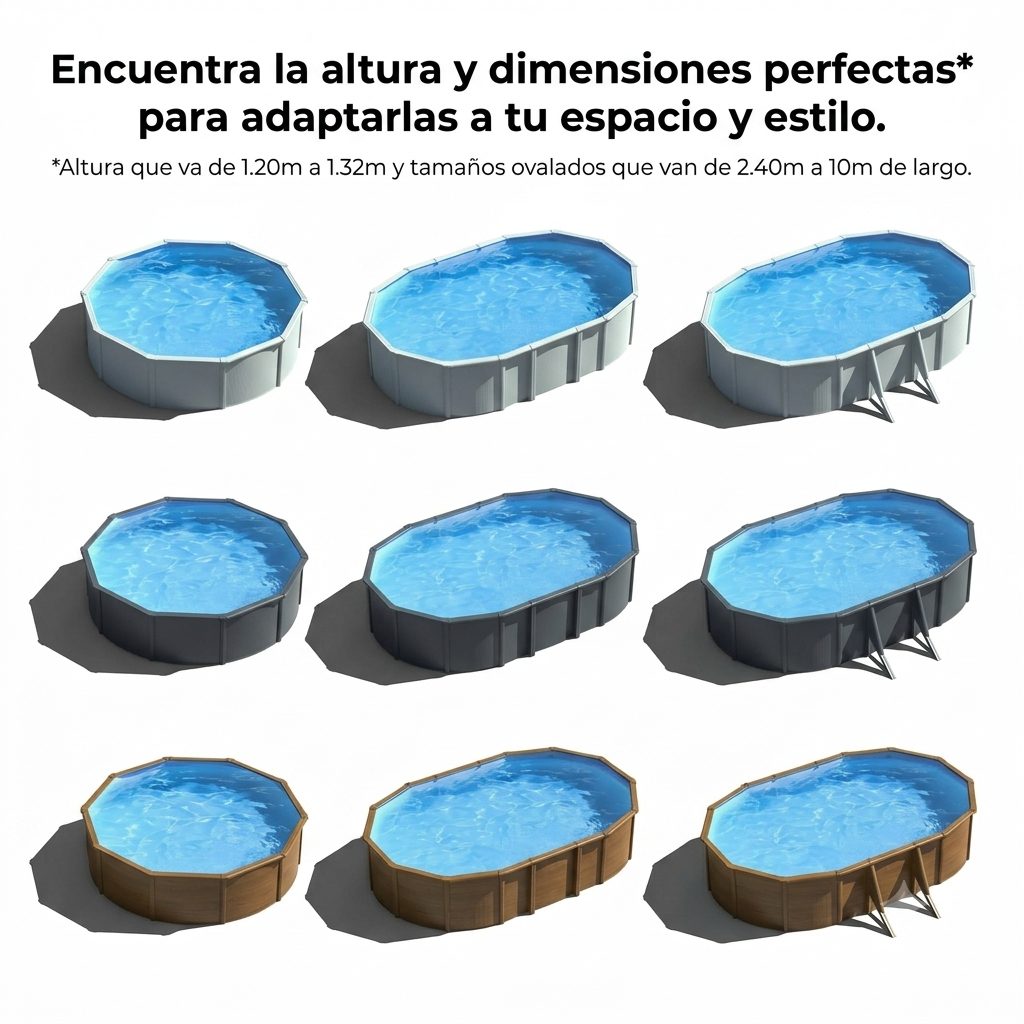 Piscina Elevada Gre Wet Circular Imitación Madera