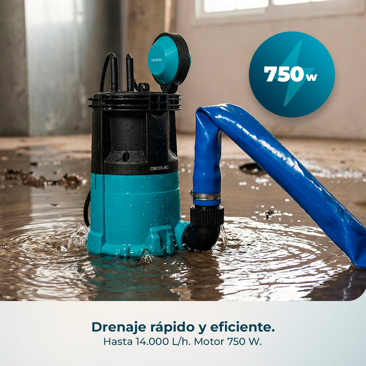 Cecotec Pompa Acqua Axike 750 2 in 1 per Acqua Pulita e Sporca 14000 L all'Ora