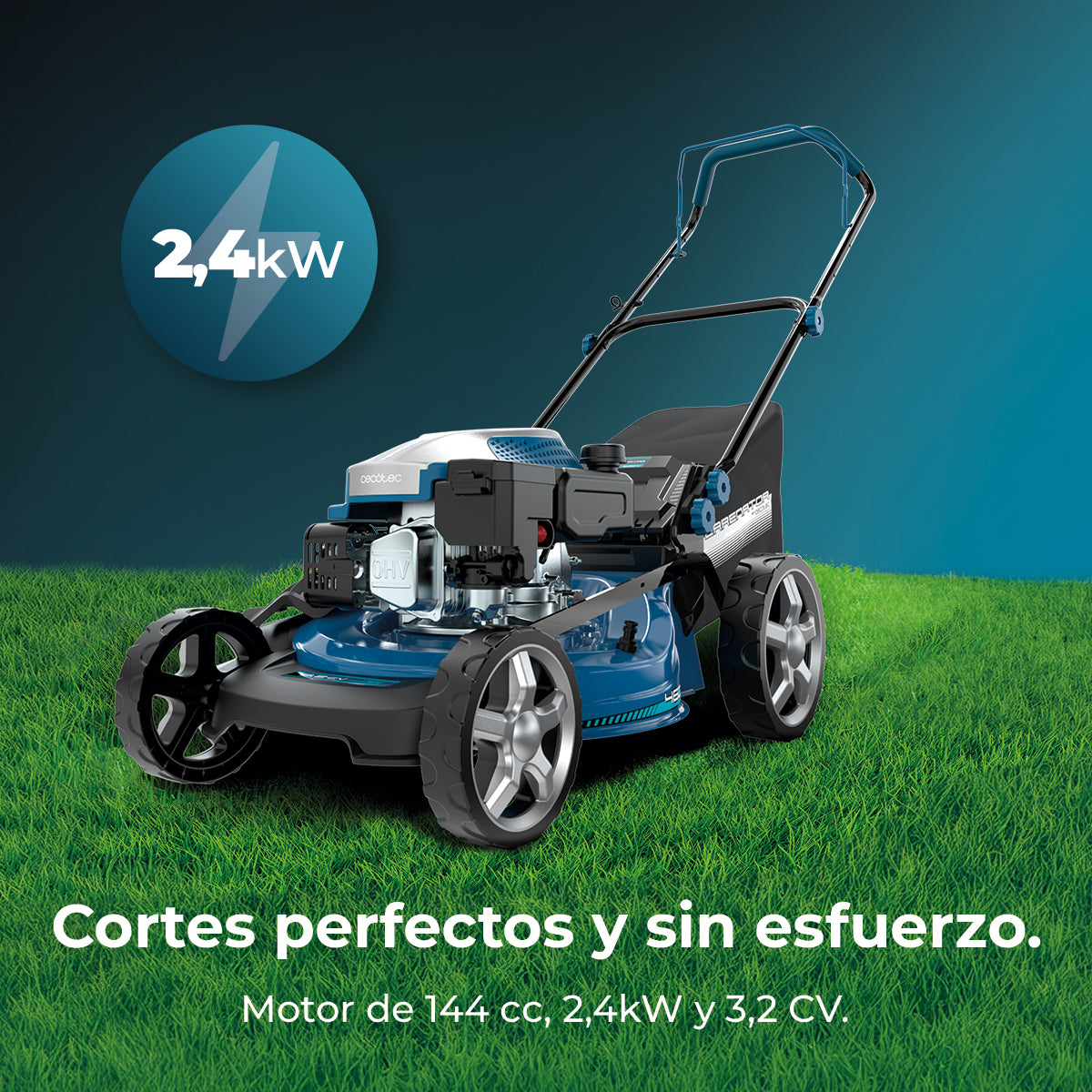 Cecotec Tagliaerba a Benzina Terrenator 3200 46 Z Total Motore 144 cc 2.4 kW 3.2 CV Altezza Ztech