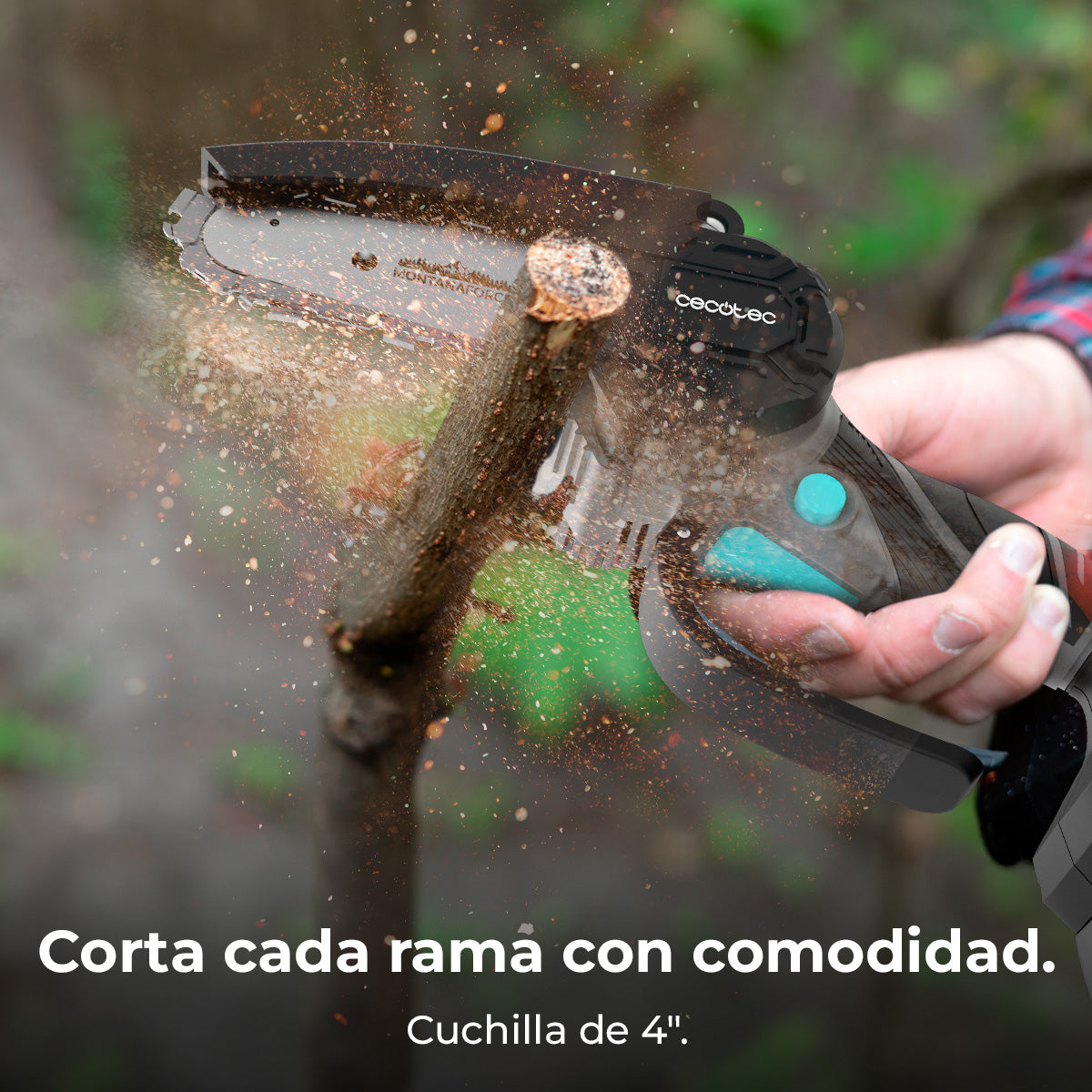 Cecotec Sega da Potatura MontanaForce 4000 a Mano, 400 W, Lama da 4 Pollici, Include 2 Batterie Nex21V 2Ah