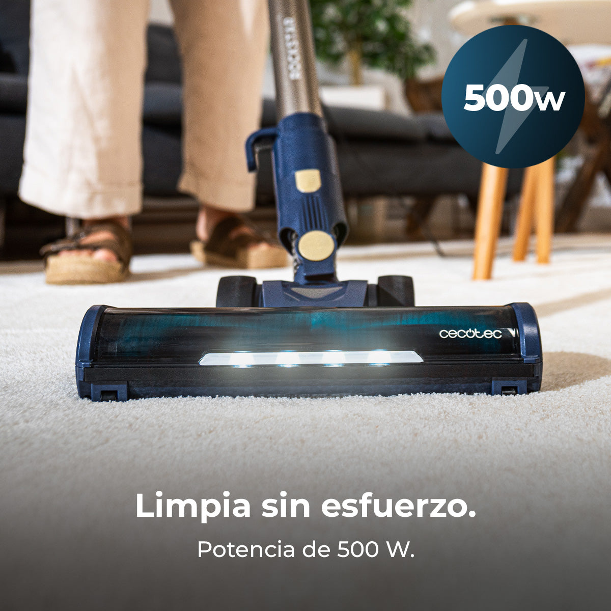 Cecotec Conga Rockstar 800 Powerhead Titânio 600 W Escova Motorizada Aspiração Potente e Limpeza Profunda