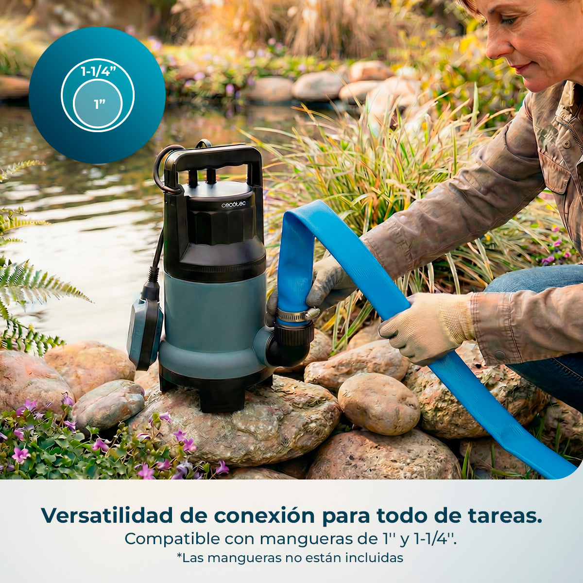 Cecotec Pompa Acqua Axike 1100 Dark Potenza 1100 W Flusso 16000 Litri all'Ora