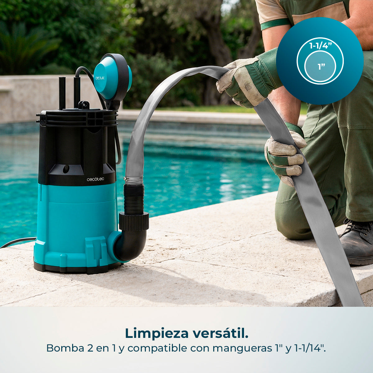 Cecotec Pompa Acqua Axike 750 2 in 1 per Acqua Pulita e Sporca 14000 L all'Ora