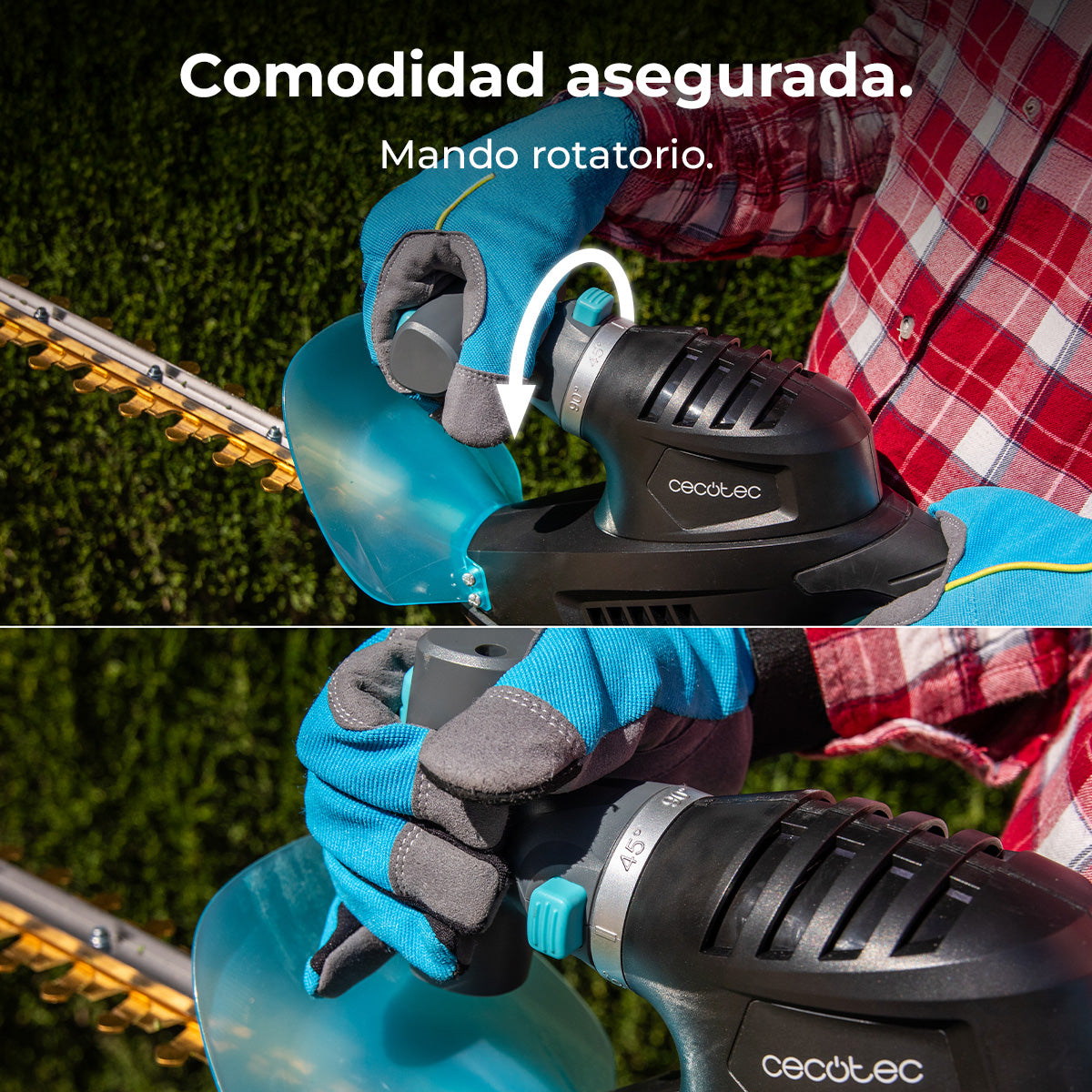 Cecotec Aparador de Sebes TitaniumSword 450 com Lâminas de Titânio Laser, 45 cm de Corte, Punho Ergonómico e Rotação