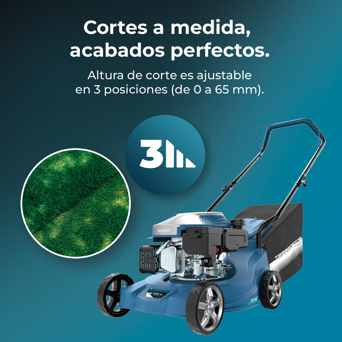 Cecotec Terrenator 2700.39 Cortador de Relva a Gasolina 127cc 2.1 kW 2 em 1 Recolha de Relva