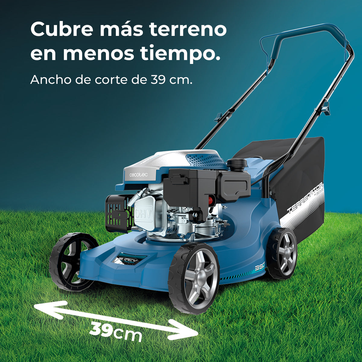 Cecotec Terrenator 2700.39 Cortador de Relva a Gasolina 127cc 2.1 kW 2 em 1 Recolha de Relva