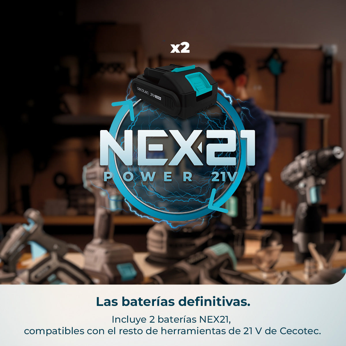 Cecotec Cortador de Relva a Bateria Terrenator E7 Liberty Z Plus com Motor Brushless e 2 Baterias NEX21 4Ah