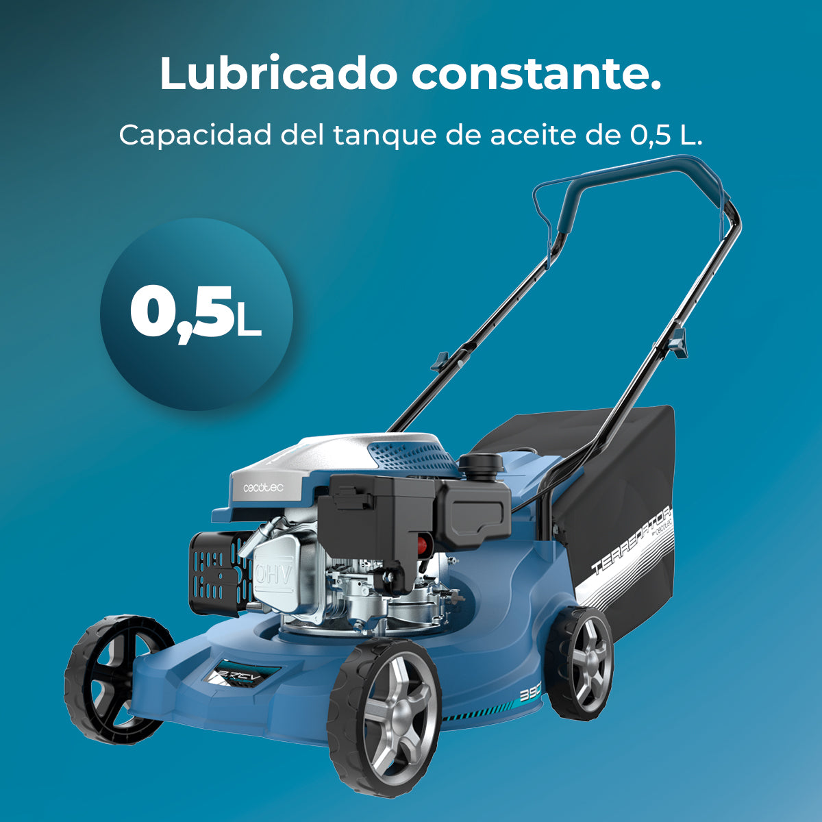 Cecotec Terrenator 2700.39 Cortador de Relva a Gasolina 127cc 2.1 kW 2 em 1 Recolha de Relva