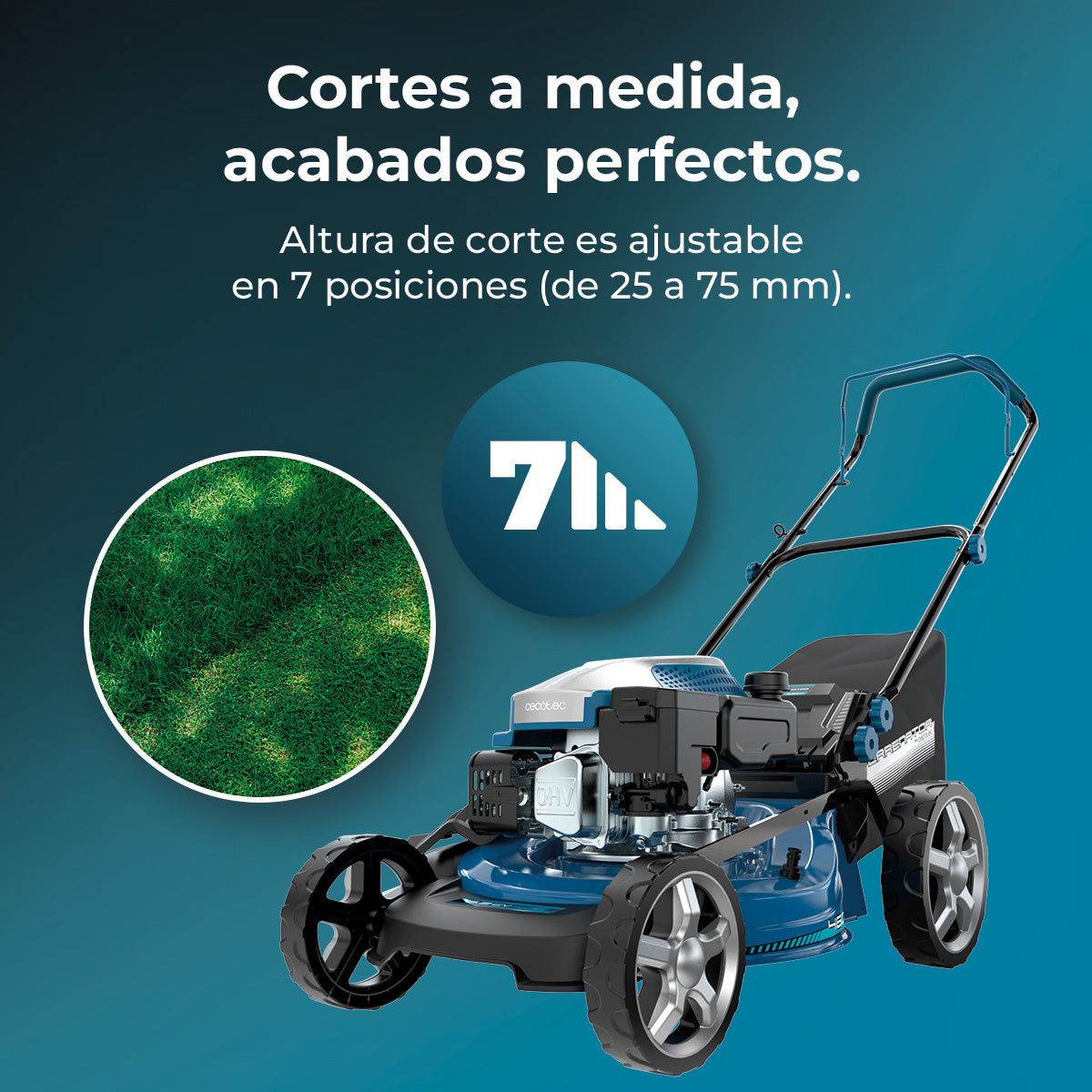 Cecotec Tagliaerba a Benzina Terrenator 3200 46 Z Total Motore 144 cc 2.4 kW 3.2 CV Altezza Ztech