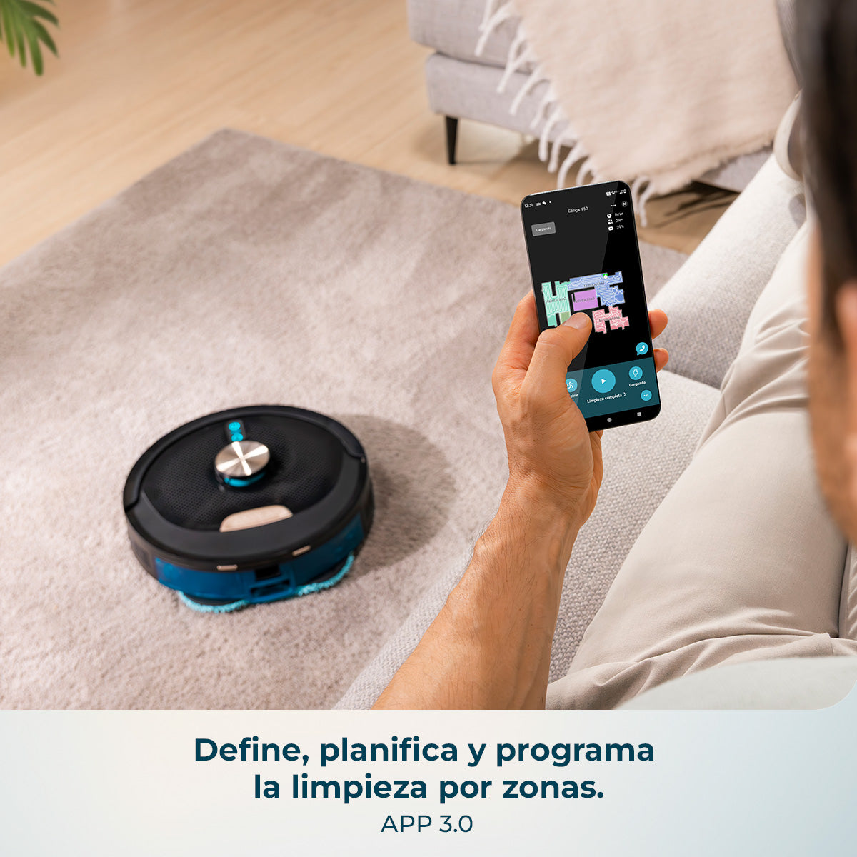 Cecotec Conga Y100 Spin KI Saugroboter 20000 Pa KI LaserEye intelligente Navigation