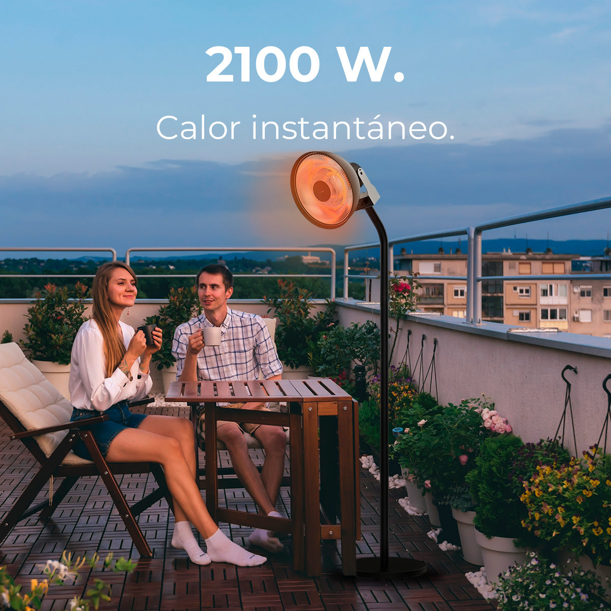 Cecotec Aquecedor Exterior ReadyWarm 2100W Infravermelhos de Carvão IP24 Resistência Instantânea