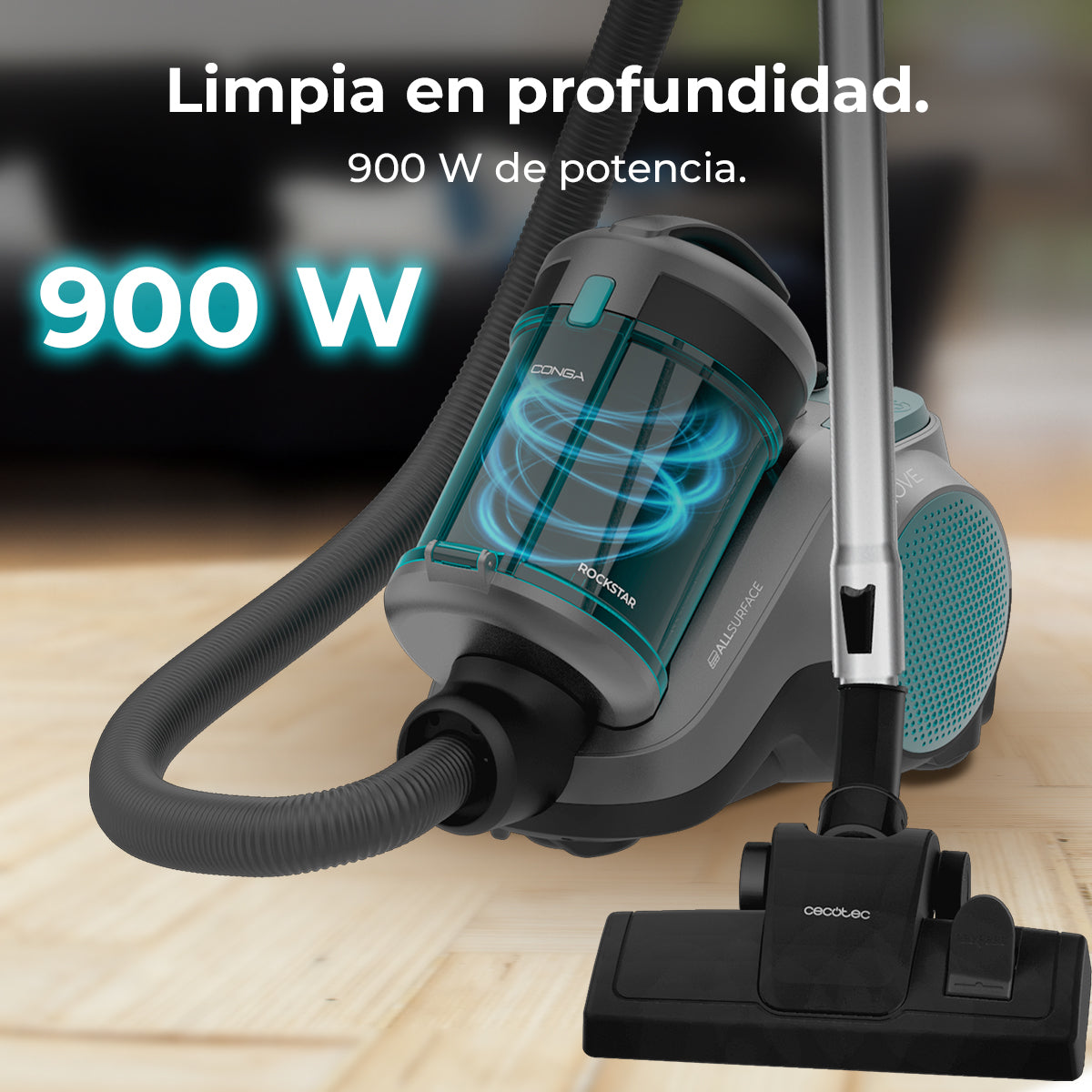 Cecotec Conga Rockstar Cyclonic Powerbag Aspirateur Traîneau 900 W Sans Sac Avec Sac Indicateur de Réservoir