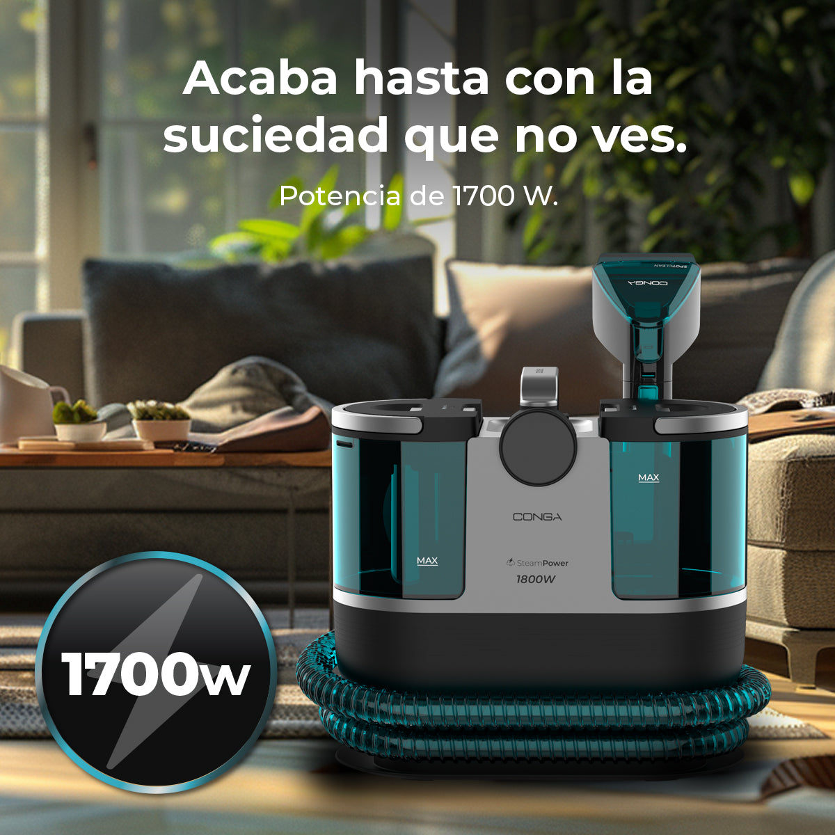Cecotec Conga 7000 Carpet Spot Clean Steam Max Limpa Estofos 3 em 1 com Vapor Aquecido Rápido