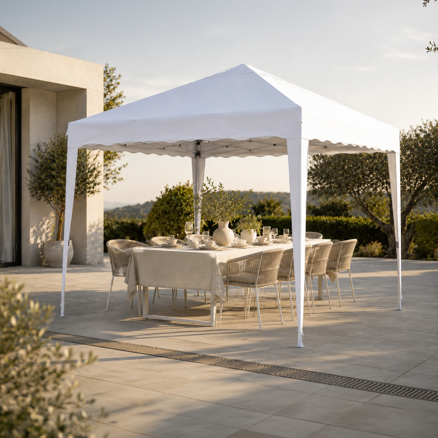 Tenda pieghevole 3x3 m impermeabile con struttura rinforzata, borsa per il trasporto e montaggio rapido colore bianco