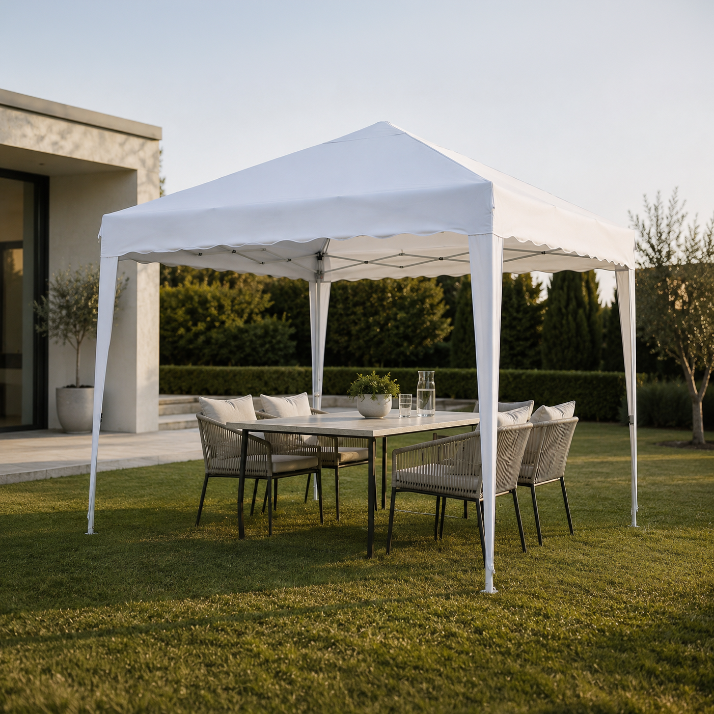 Tenda pieghevole 3x3 m impermeabile con struttura rinforzata, borsa per il trasporto e montaggio rapido colore bianco