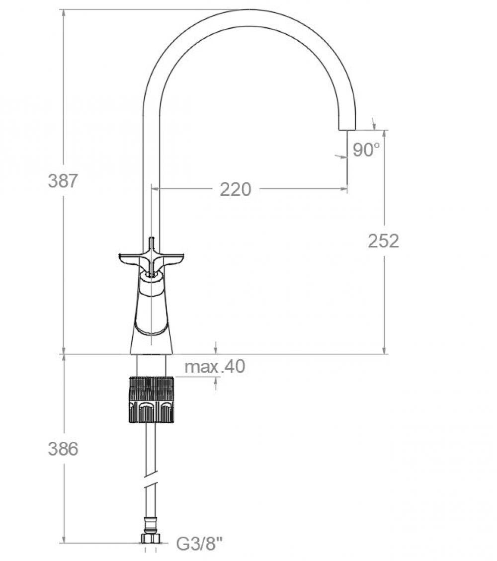 Ramon Soler - Grifo de cozinha bimando Adagio com bica giratória 220 mm preto mate
