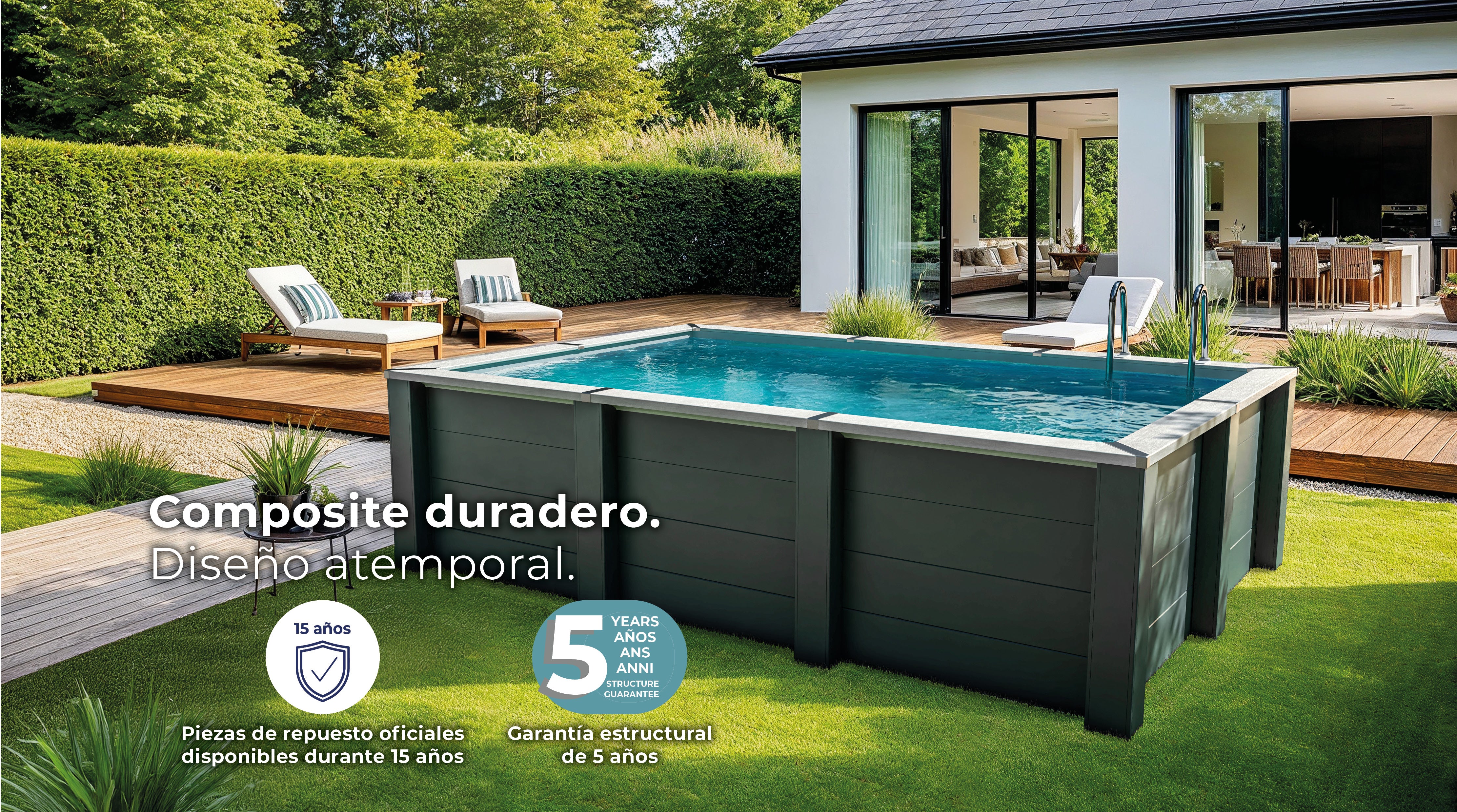 Piscina sopraelevata in composito Gre rettangolare KPCOR60T (595 × 315 × 126 cm)