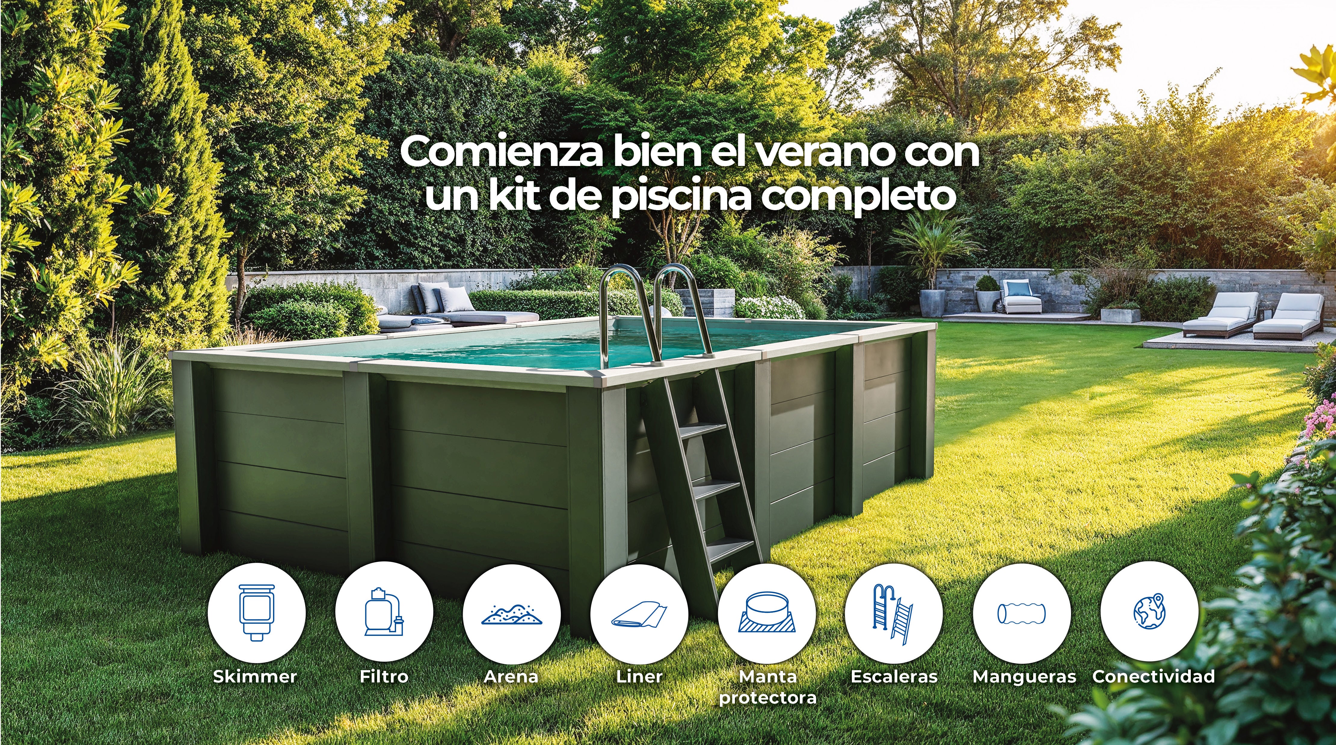 Piscina sopraelevata in composito Gre rettangolare KPCOR60T (595 × 315 × 126 cm)