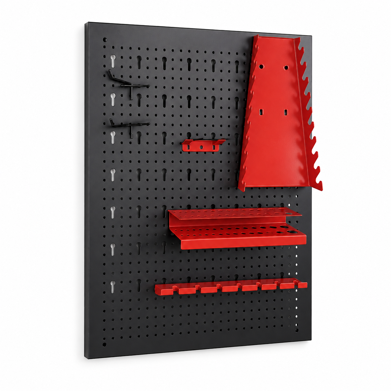 Metall-Werkzeug-Organizer mit Haken, Halterungen und Lochwand für Werkstatt und Garage