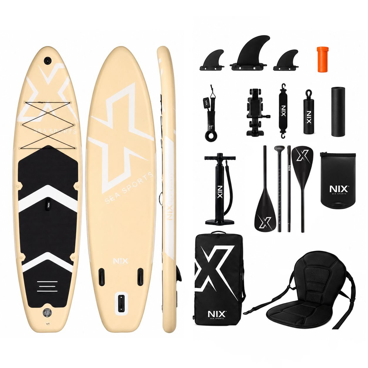 Tabla Paddle Surf Hinchable 11" 335x84x15 cm 159 kg amarilla Pack Premium