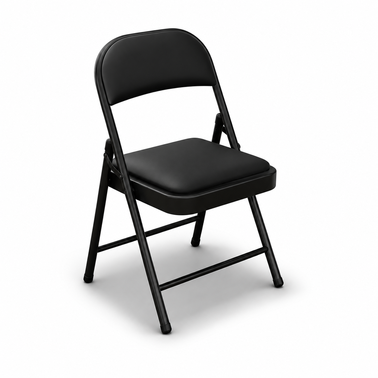 Chaise pliante rembourrée en acier noir