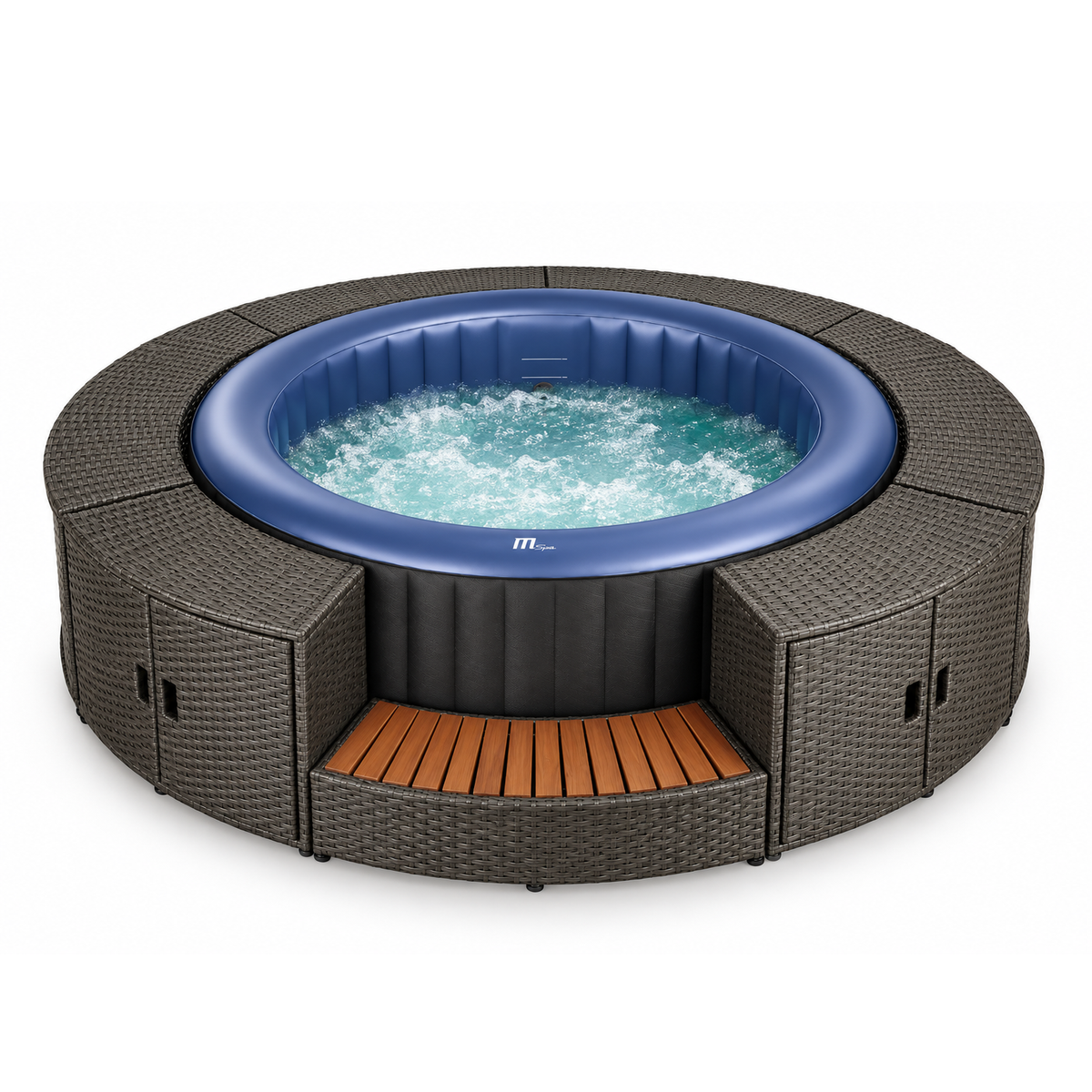 Idromassaggio gonfiabile rotondo 4-6 posti Bergen + set mobili in rattan, MSpa