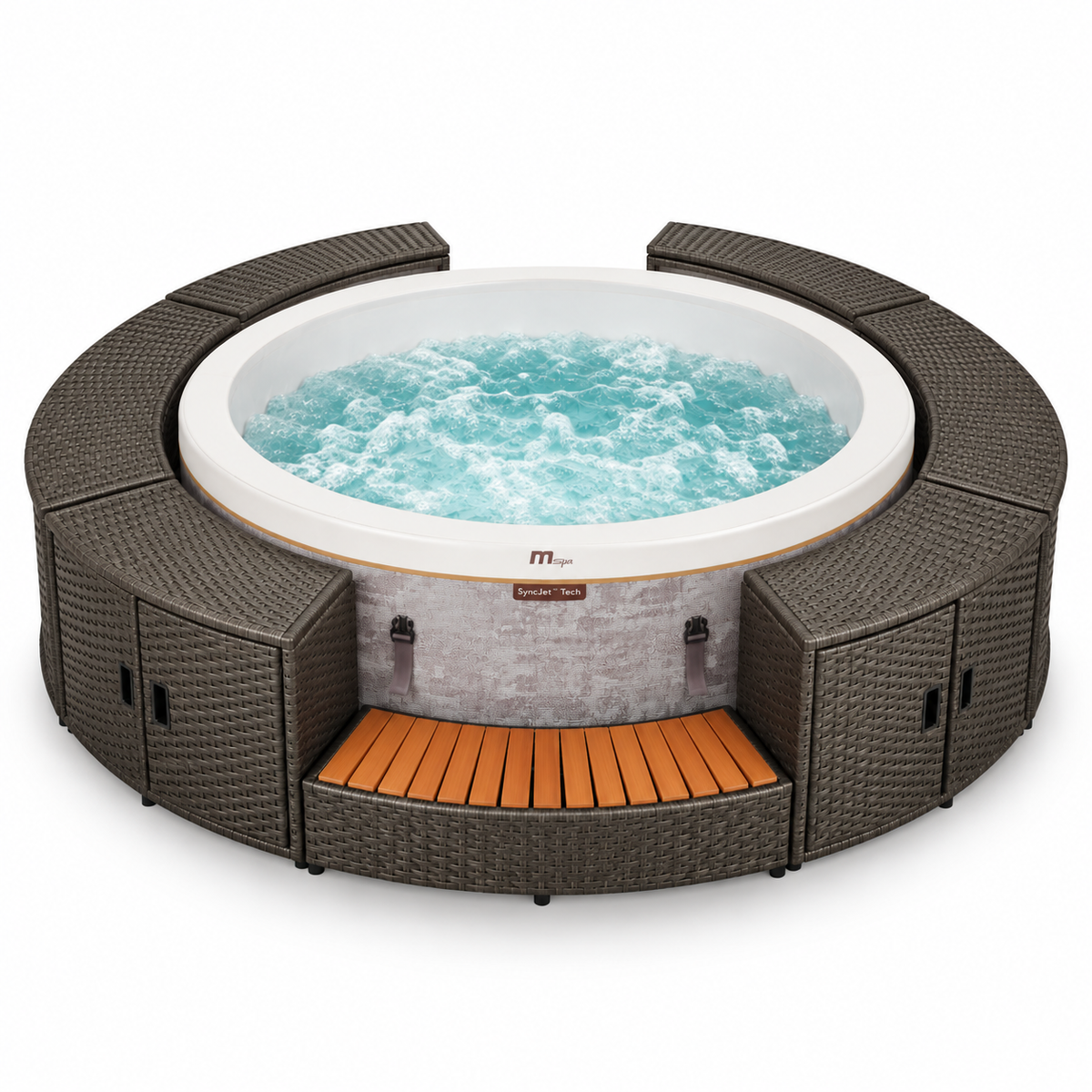 Spa insuflável MSpa Cocoon-Eco para 4-6 pessoas + conjunto de móveis de vime (redondo)