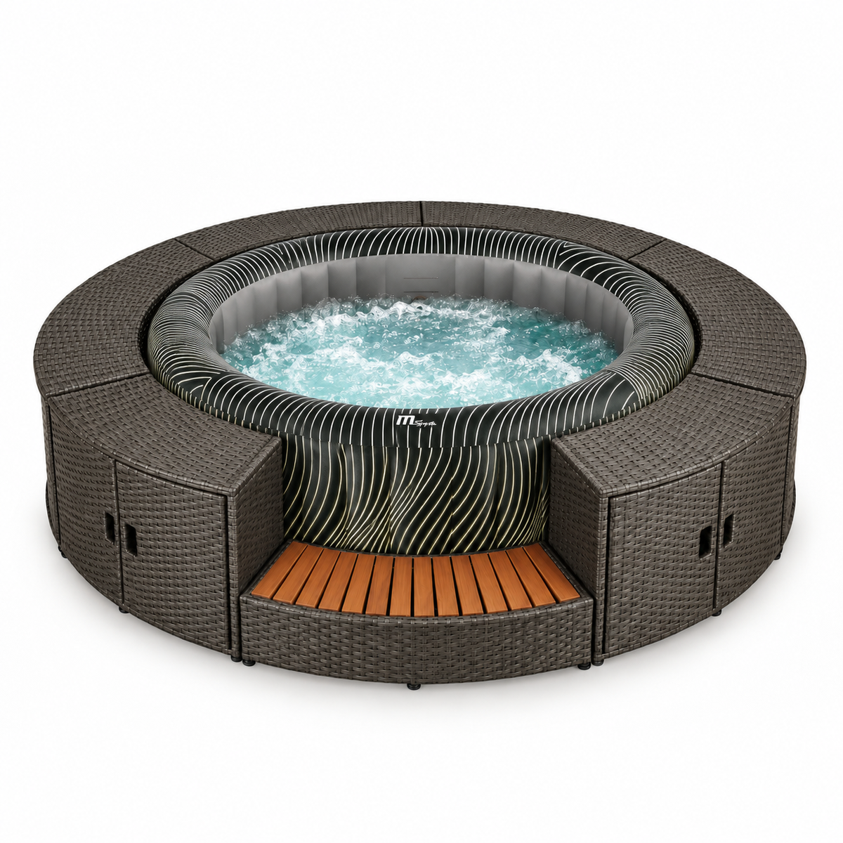 Pack spa MSpa Meteor para 4-6 pessoas + conjunto de móveis de vime (redondo)