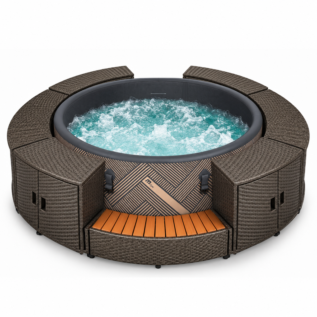 MSpa Mono-Eco opblaasbare jacuzzi voor 4-6 personen + rieten tuinset (rond)