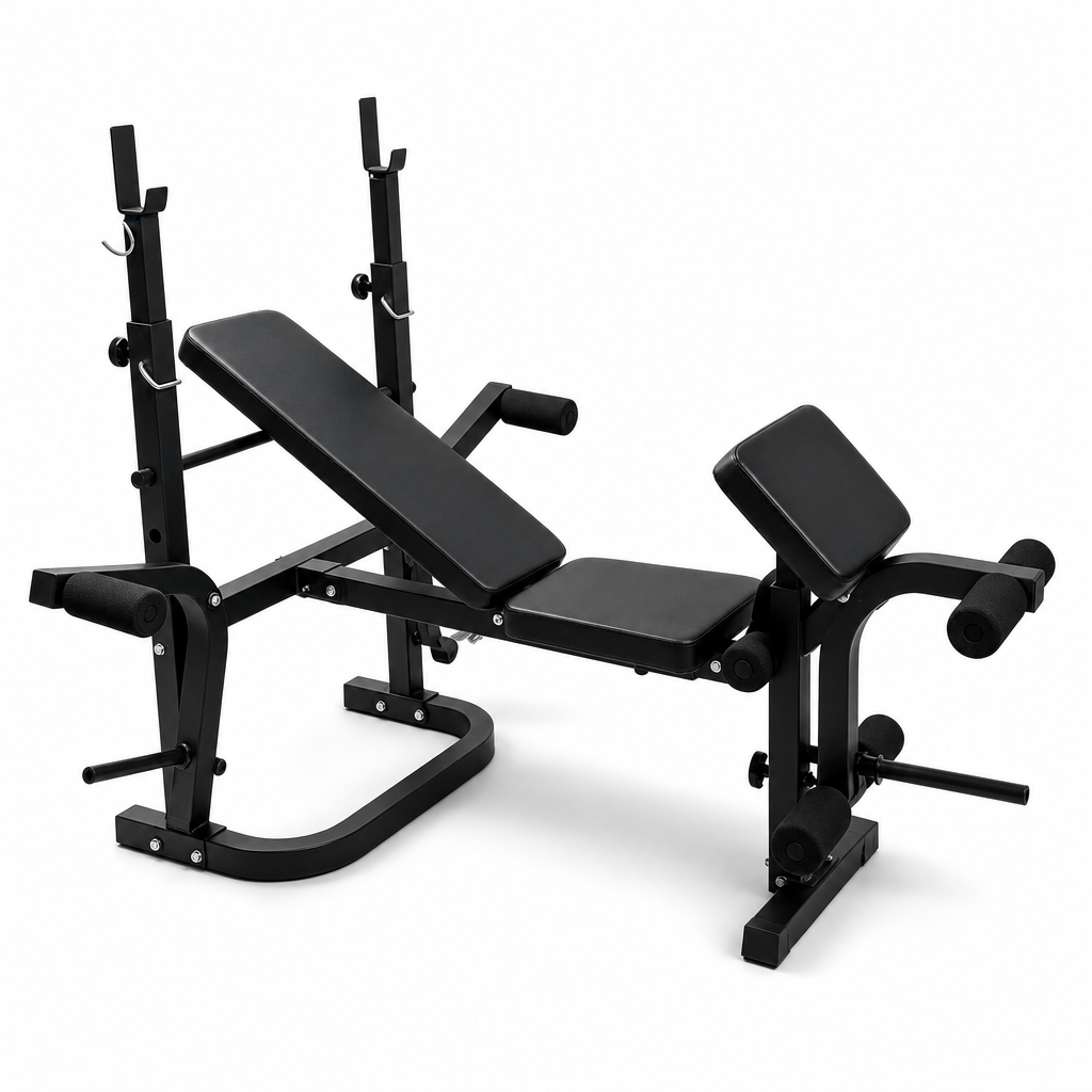 Banco de Pesas con Soporte de Barra Ajustable Press de Banca