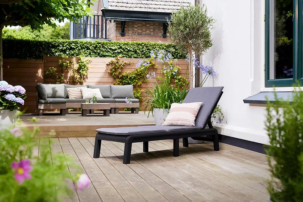 Keter - Mallorca Gartenliege mit grauem Kissen grau/grau