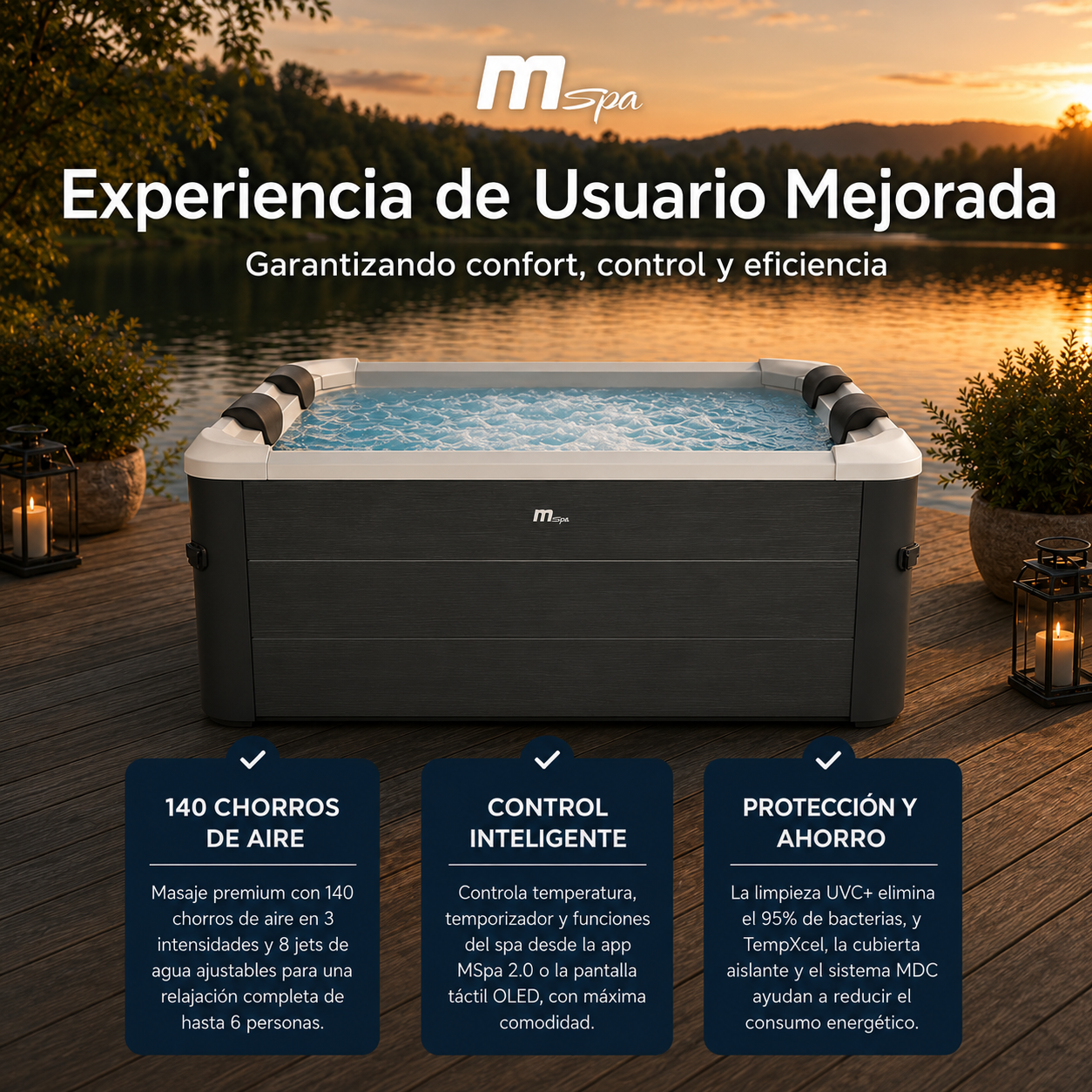MSpa – Spa rigide carré Oslo Aero Plus 4–6 personnes