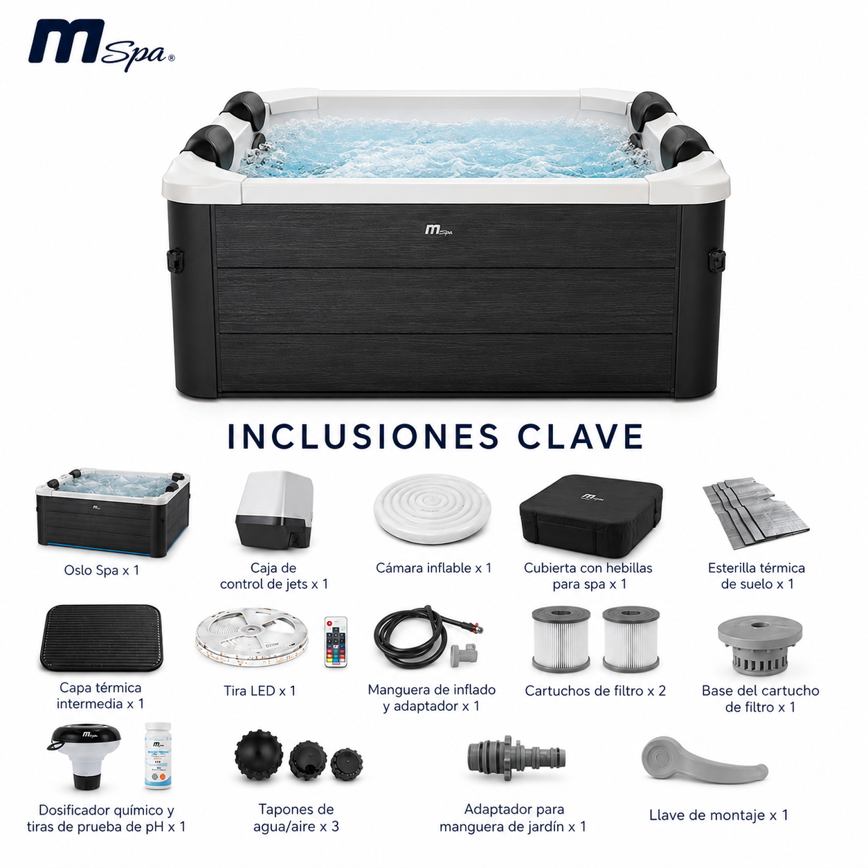 MSpa – Spa rigide carré Oslo Aero Plus 4–6 personnes