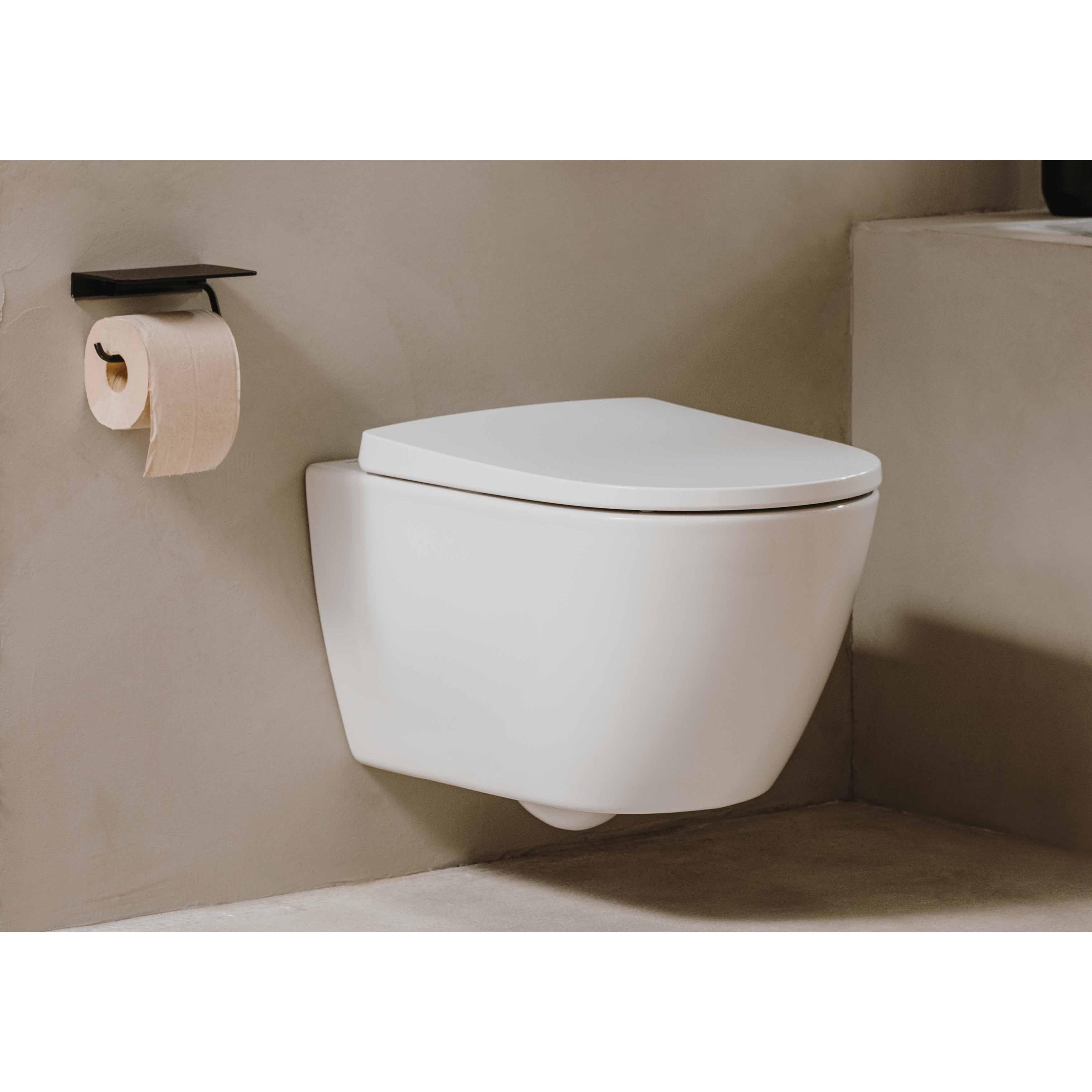 Roca - Komplettes hängendes WC Ona Rimless® mit verdeckten Befestigungen mattweiß