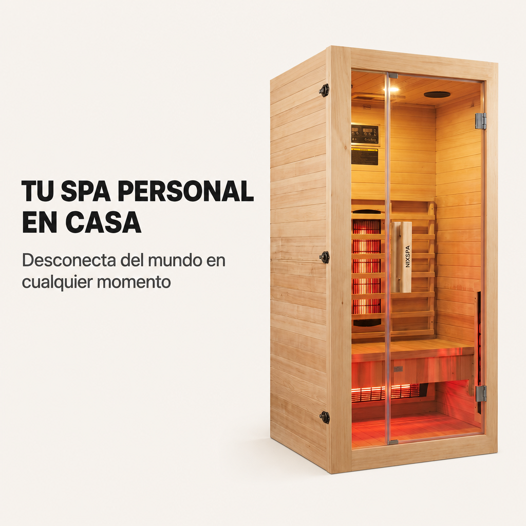 Infrarot-Sauna aus massivem Holz für eine Person mit 4 Paneelen und digitaler Steuerung