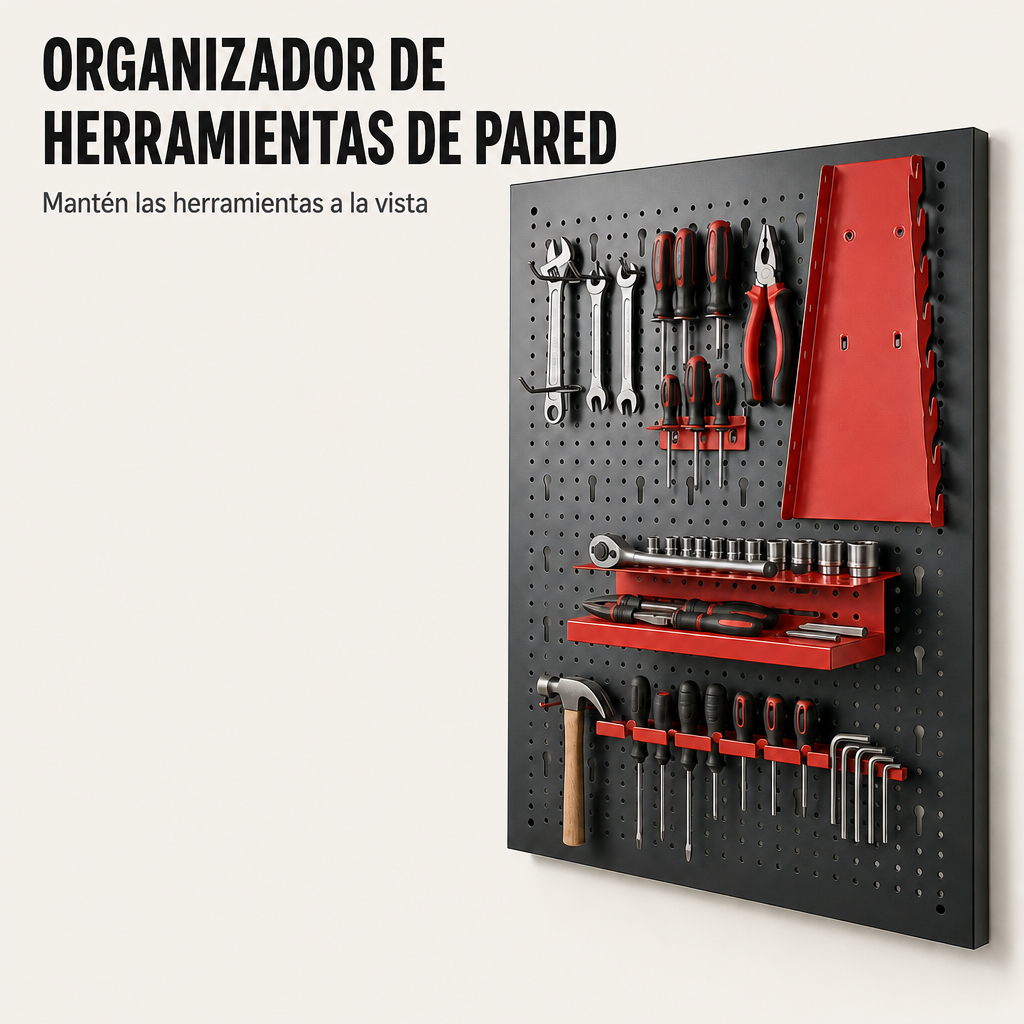 Metall-Werkzeug-Organizer mit Haken, Halterungen und Lochwand für Werkstatt und Garage