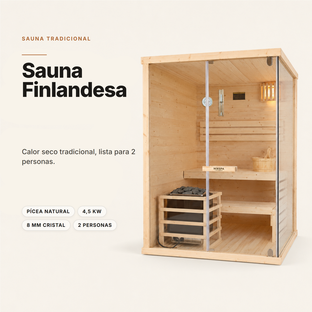 Sauna Finlandesa 2 Personas Madera Hemlock Canadiense