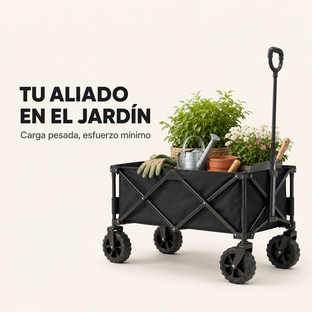 Carrello Pieghevole XXL Struttura Rinforzata Ruote Fuoristrada