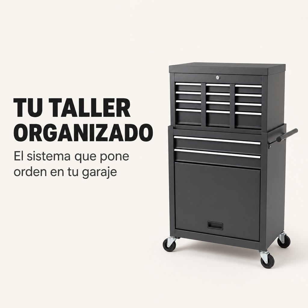 Carrello porta attrezzi metallico con cassetti e ruote 360° con chiusura di sicurezza per officina e garage