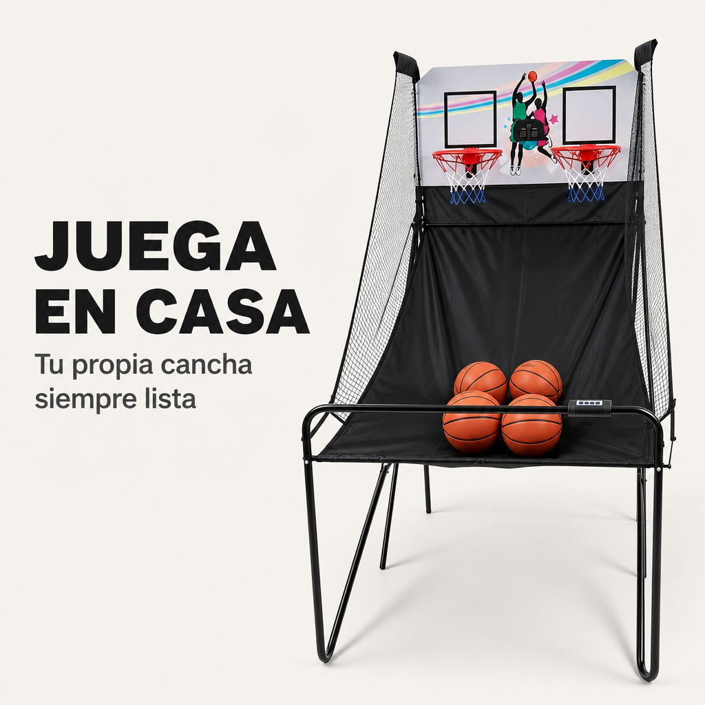 Canasta Doble Arcade Infantil Plegable con Marcador Electrónico