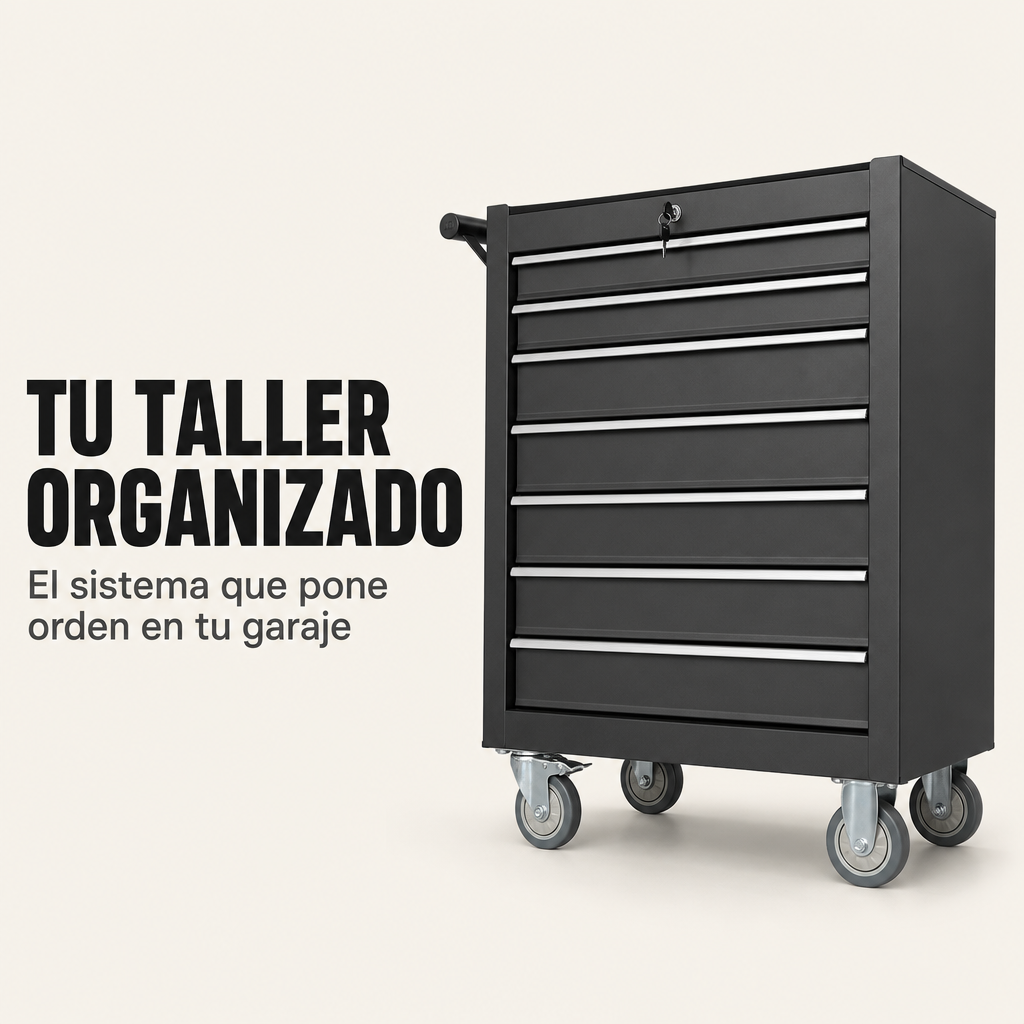 Carrello porta attrezzi metallico con 7 cassetti