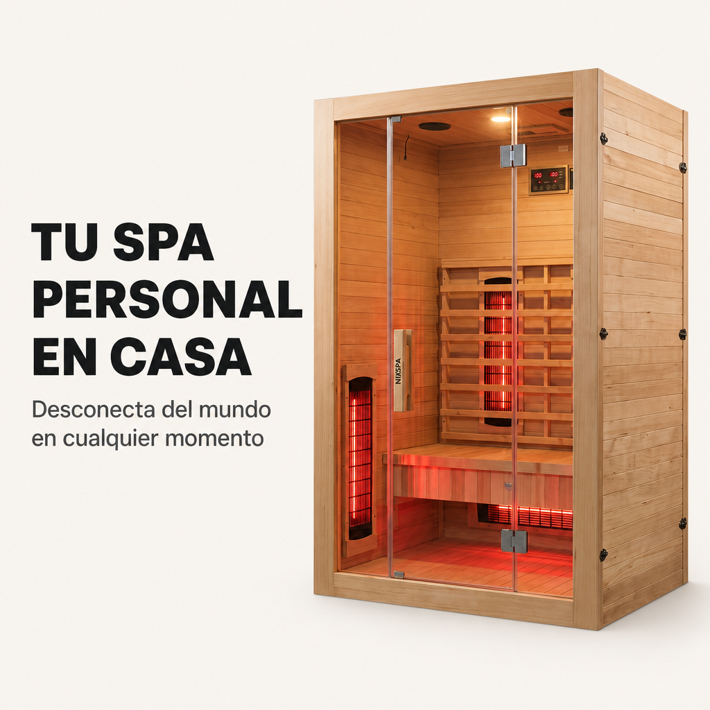 Sauna a infrarossi per 2 persone con 5 pannelli, Bluetooth e controllo digitale