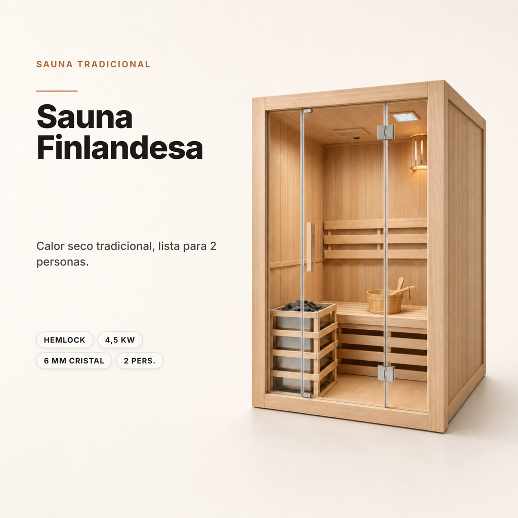 Sauna Finlandesa 2 Personas Madera Hemlock Canadiense