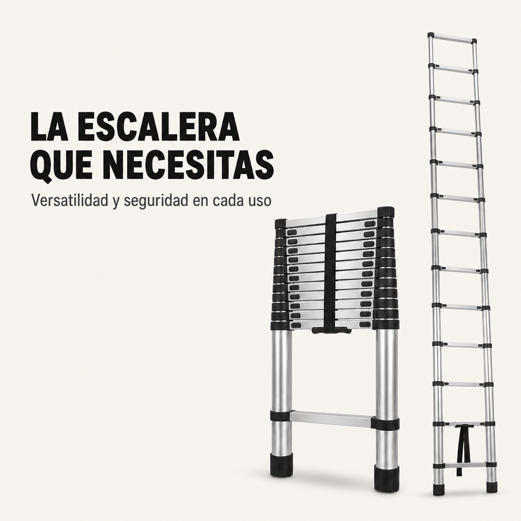 Escalera Telescópica De Aluminio Plegable 3,8 m