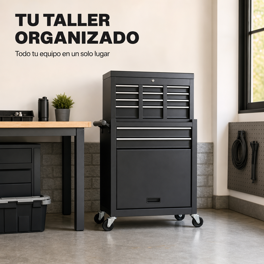 Carrello porta attrezzi metallico con cassetti e ruote 360° con chiusura di sicurezza per officina e garage