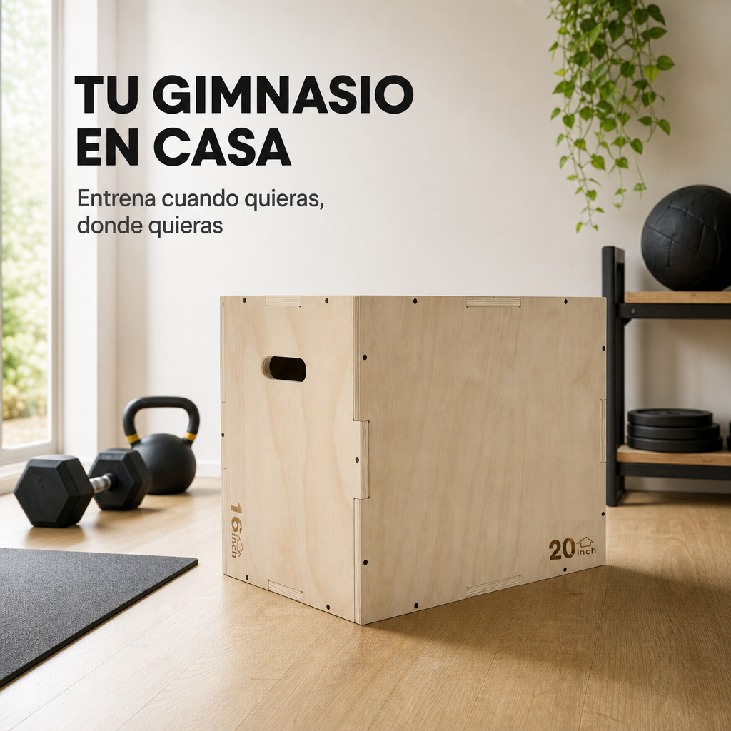 Plyometrische houten box met drie hoogtes