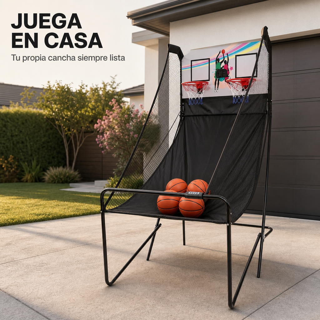 Canasta Doble Arcade Infantil Plegable con Marcador Electrónico